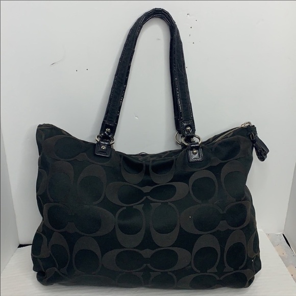 Black Coach Poppy Signature Jacquard Tote F20026 - Picture 3 of 10